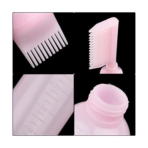 UNVOJL Lot de 2 flacons applicateurs de peigne à racines pour teinture des cheveux, shampooing, brosse applicateur, conteneur