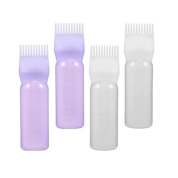 Minkissy Lot de 4 flacons de coloration pour cheveux en plastique - Pour le salon à la maison