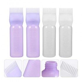 Minkissy Lot de 4 flacons de coloration pour cheveux en plastique - Pour le salon à la maison