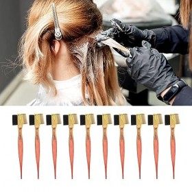 Lot de 10 Pinceaux de Teinture pour Cheveux avec Poignée Ergonomique pour Salon de Coiffure, Applicateur de Teinte de Couleur