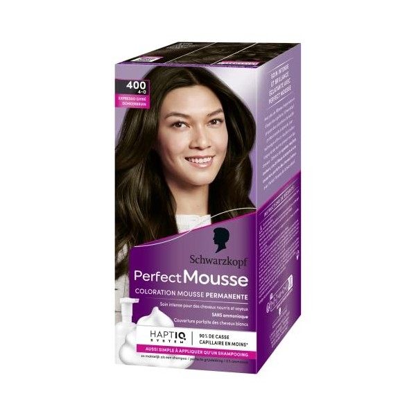 Schwarzkopf - Perfect Mousse - Coloration Cheveux - Mousse Permanente sans Ammoniaque - Masque Soin 96 % dingrédients dorig