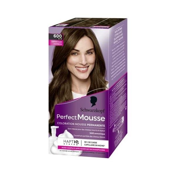 Schwarzkopf - Perfect Mousse - Coloration Cheveux - Mousse Permanente sans Ammoniaque - Masque Soin 96 % dingrédients dorig
