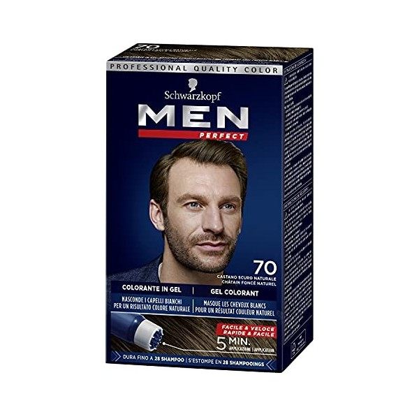 Schwarzkopf - Men Perfect - Gel Colorant Anti-Cheveux Blancs Homme - Coloration Cheveux Homme - Résultat Naturel – Applicatio