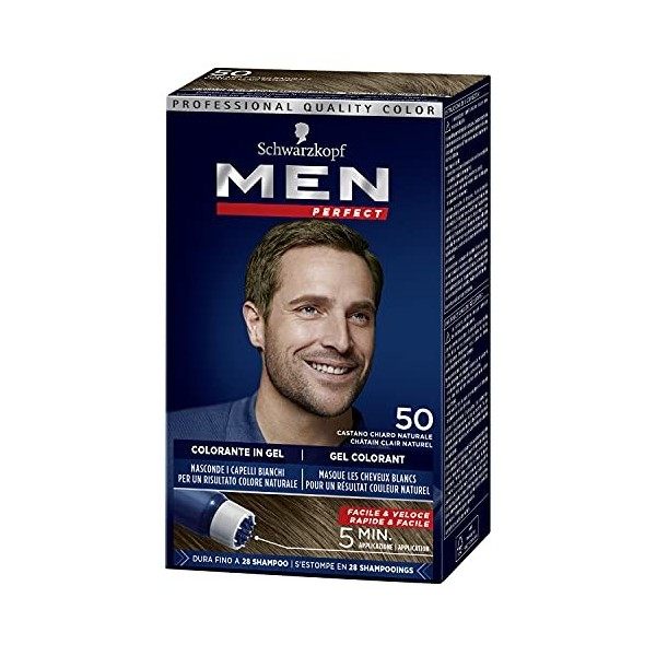 Schwarzkopf - Men Perfect - Gel Colorant Anti-Cheveux Blancs Homme - Coloration Cheveux Homme - Résultat Naturel – Applicatio