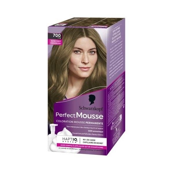 Schwarzkopf - Perfect Mousse - Coloration Cheveux - Mousse Permanente sans Ammoniaque - Masque Soin 96 % dingrédients dorig