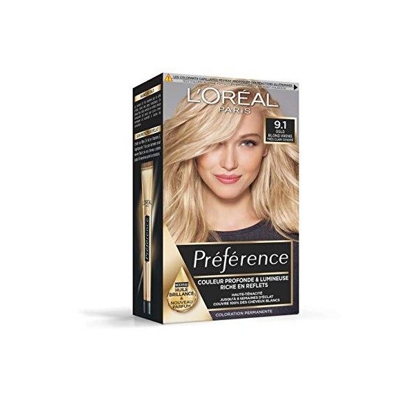 LOréal Paris Préférence Coloration Permanente Cheveux, Nuance : Oslo Blond Viking 9.1 , Blond Très Clair Cendré