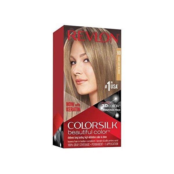 Revlon Colorsilk Beautiful Color, Coloration Permanente, Kératine et Acides Aminés de Soie, couvre 100% des Cheveux Blancs, 6