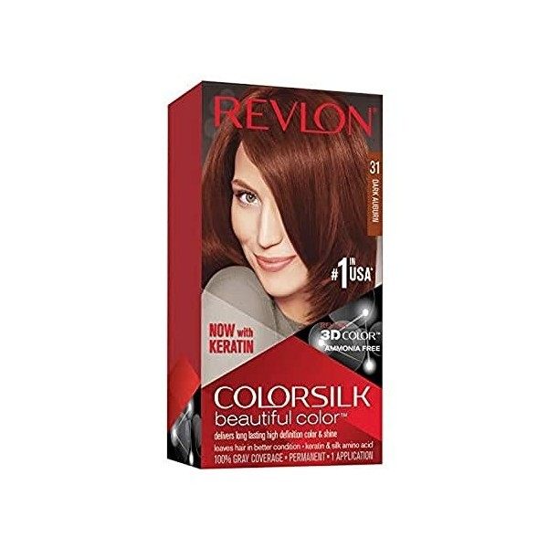 Revlon Colorsilk Beautiful Color, Coloration Permanente, Kératine et Acides Aminés de Soie, couvre 100% des Cheveux Blancs, 6