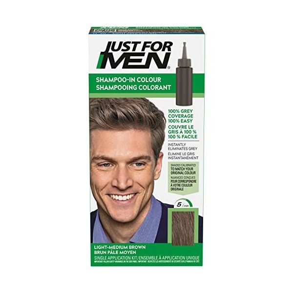 Just For Men Gel Colorant, Teinture Cheveux Noir, Coloration Cheveux Homme, Couvre Les Cheveux Blancs Et Restaure La Couleur 