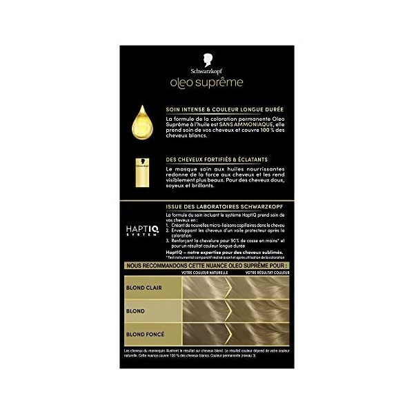 Schwarzkopf – Oleo Suprême – Coloration Permanente à l’Huile – Couleur et Eclat Longue Durée – sans Ammoniaque – Couvre 100% 