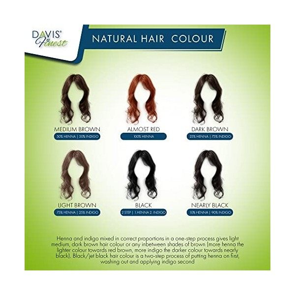 Davis Finest Coloration Cheveux Noirs au Henné Noir en Poudre dIndigo 200 g