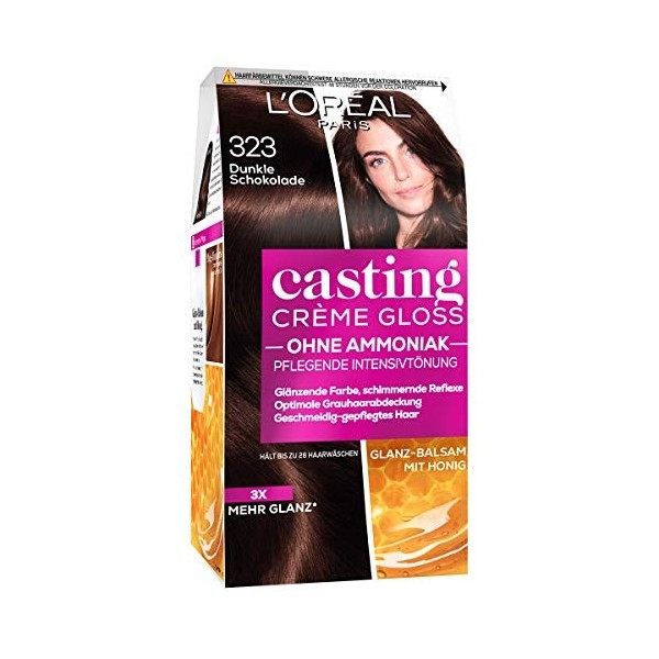 LOréal Paris Coloration sans ammoniaque et sans silicone - N°323 - Coloration intense avec baume réfléchissant brillant - Cr