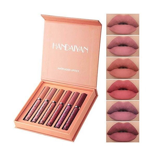 Rouge à Lèvres Liquide Mat, Longue Durée Waterproof Hydratant Brillant Maquillage à Lèvres Lot de 6 PCS GIFT SET A 