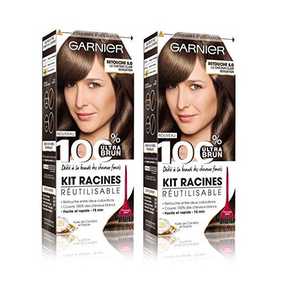 Garnier 100% Ultra Brun Kit Racines Réutilisable Coloration 3.0 Châtain Foncé - Lot de 2