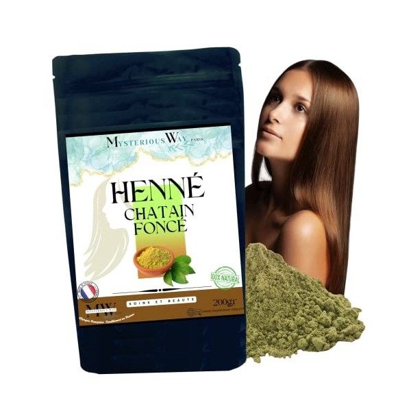 Henné coloration végétale cheveux 200gr en poudre - teinture avec reflet - anti chute - soins brillance Anti Poux et pellicul