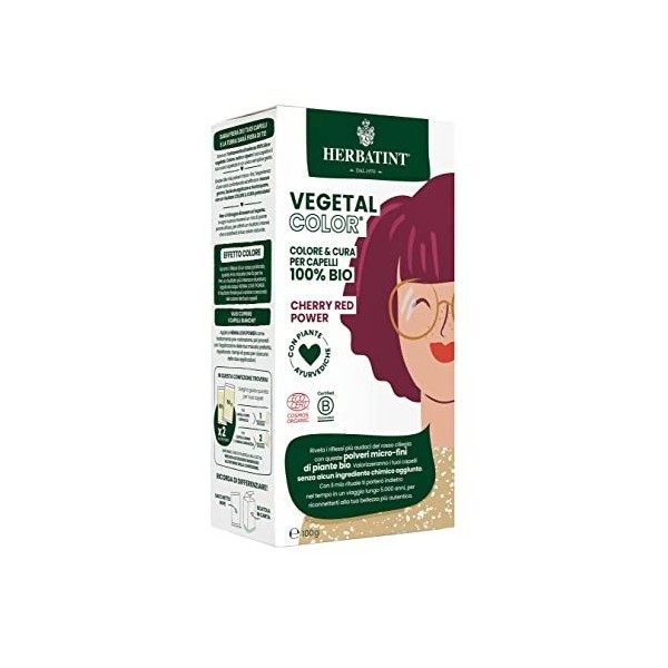 Herbatint Vegetal Color - Coloration végétale 100% naturelle et bio CHERRY RED POWER - Cerise 100 gr