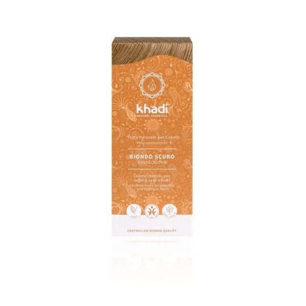 khadi BLOND FONCÉ Coloration Végétale, dun blond mat et cendré à foncé, 100% naturel, vegan et sans ingrédients synthétiques