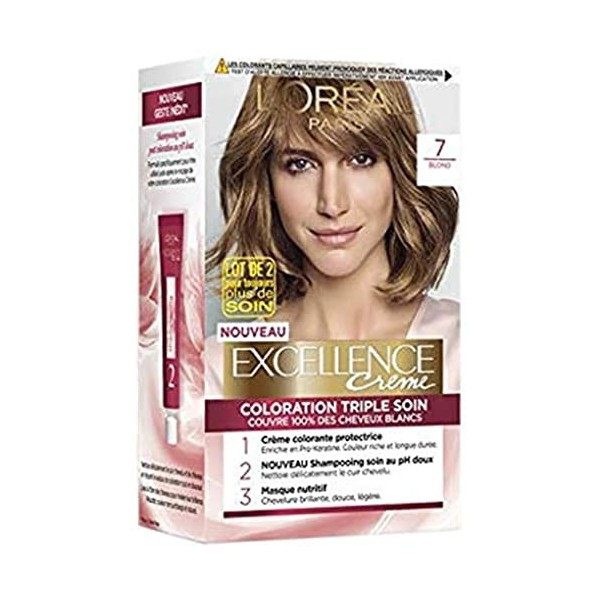 LOréal Paris - Excellence Crème - Coloration Permanente Triple Soin 100 pourcent Couverture Cheveux Blancs, Nuance 01, Blond