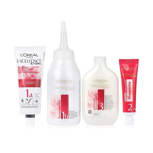 LOréal Paris - Excellence Crème - Coloration Permanente Triple Soin 100 pourcent Couverture Cheveux Blancs, Nuance 01, Blond