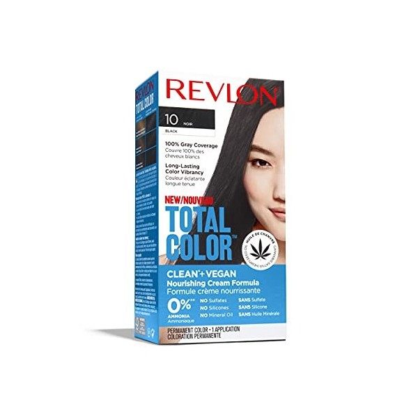 Revlon Total Color Coloration Permanente des Cheveux, Clean et Vegan, couvre 100% des cheveux blancs, 40 Châtain Foncé, 100 m...