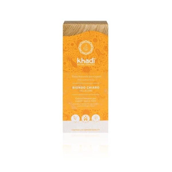 khadi BLOND CLAIR Coloration Végétale, dun blond clair frais à un blond miel chaud, 100% naturel, vegan et sans ingrédients 