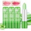 3 PCS Aloe Vera Rouge à Lèvres, Baume à Lèvres Magique à Changement de Couleur de Température, Longue Durée Nutritif Lèvres M