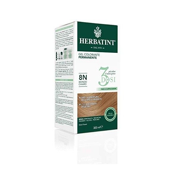 Herbatint Gel colorant permanent pour cheveux FF2 rouge pourpre - 150 ml, sans ammoniaque, 100% couverture cheveux blancs, te