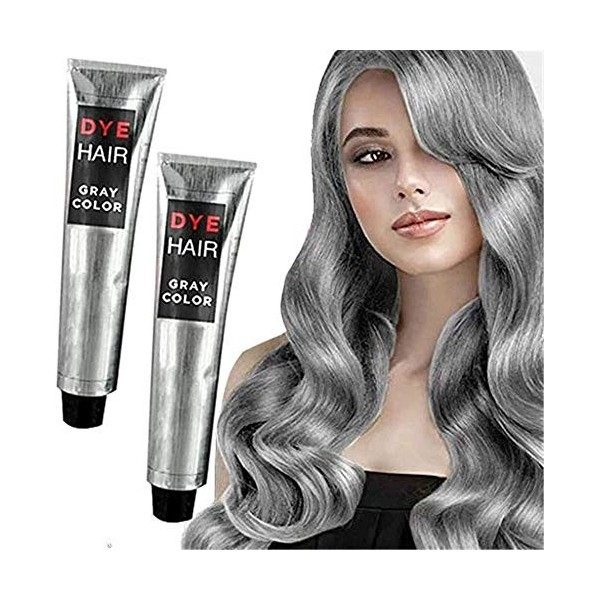 1/2 Pcs Gray Color Natural Permanent Hair Dye Cream Unisex DIY Fashion Gray Silver Color Super Gray Dye Hair Cream 100ml Smok