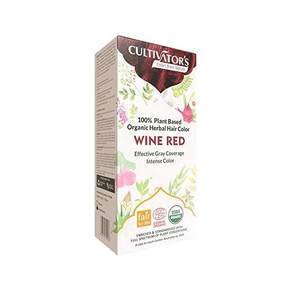 Cultivator’s Teinture de Cheveux Bio aux Herbes – Wine Red Brun 100 g