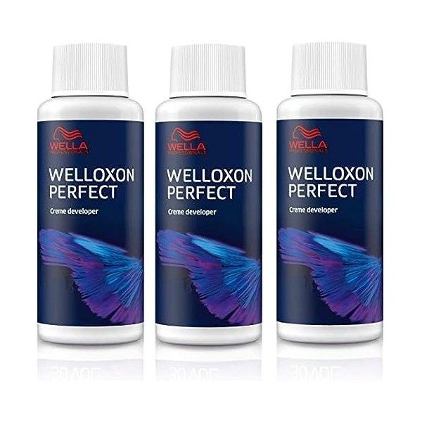Wella - Coloration 9 % Welloxon Perfect - 3 x 60 ml - Péroxyde dhydrogène 30 vol Crème doxydation