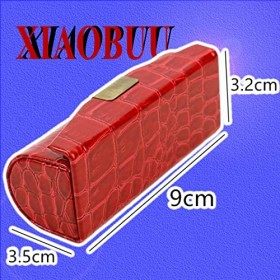 Étui à rouge à lèvres en cuir durable et étanche avec fermeture à bouton et miroir de maquillage pour femmes et filles