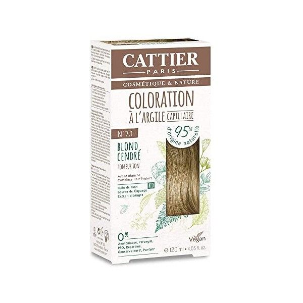 Cattier Kit Coloration Capillaire à lArgile - N°7.1 Blond Cendré