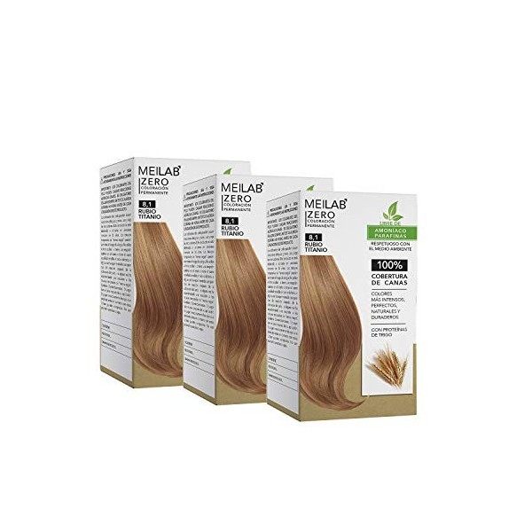 MEILAB - Coloration cheveux sans ammoniaque - Lot de 3 unitès - Blonde clair cendré 8-1