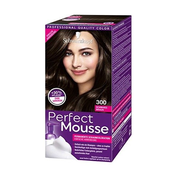 Schwarzkopf Perfect Mousse Lot de 3 flacons de coloration permanente 400 Marron foncé Niveau 3 3 x 93 ml 