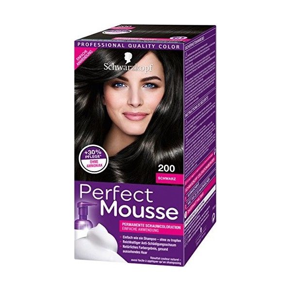 Schwarzkopf Perfect Mousse Lot de 3 flacons de coloration permanente 400 Marron foncé Niveau 3 3 x 93 ml 