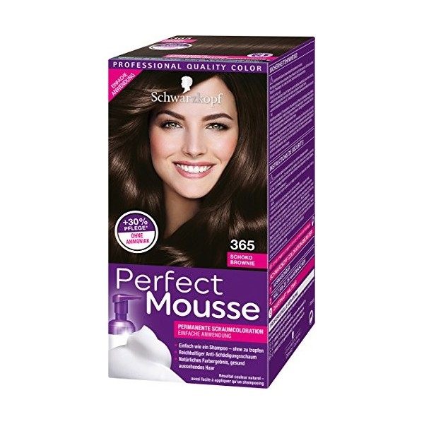 Schwarzkopf Perfect Mousse Lot de 3 flacons de coloration permanente 400 Marron foncé Niveau 3 3 x 93 ml 