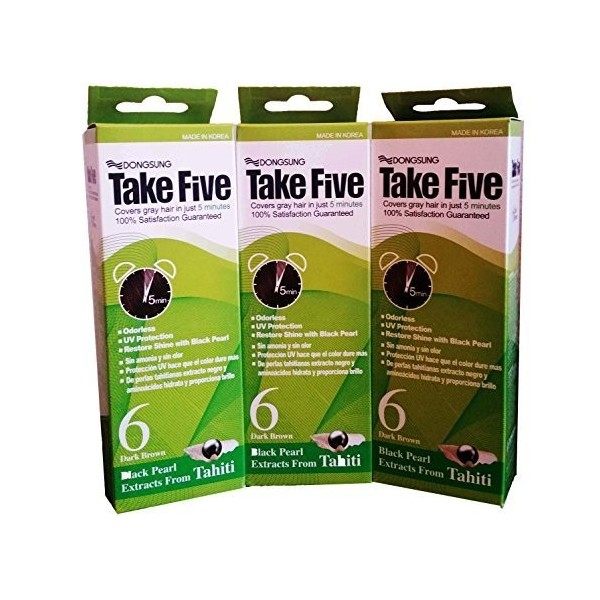 Take Five Take five couverture hair dye gris no.6 brun foncé sans odeur pas de protection ammoniac uv, la vitamine c pack de