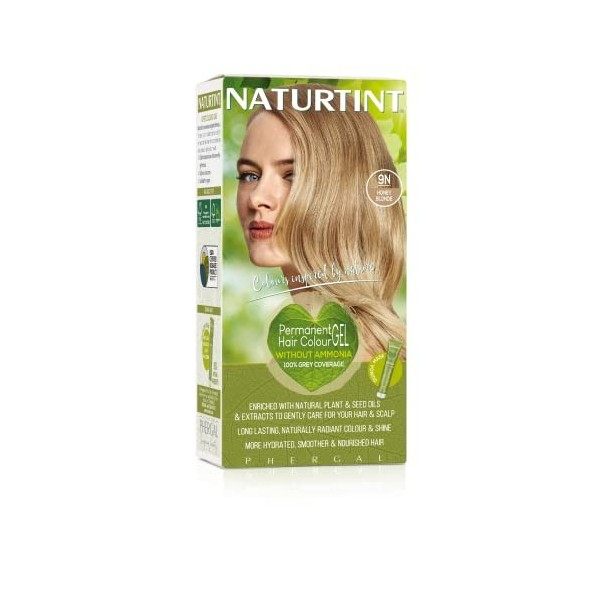 Naturtint Coloration capillaire naturelle permanente - Ingrédients végétaux actifs - 100% couvrant - Couleur 9N Blond noisett