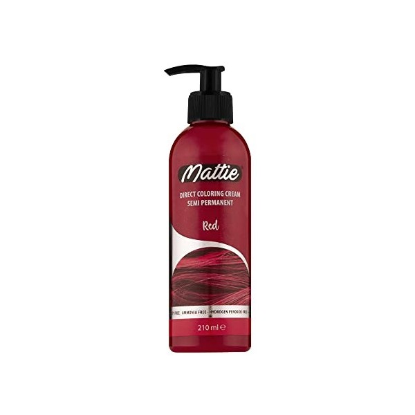 Mattie Pro – Red – 06 – Crème de couleur végétalienne directe – Vegan Semi-Permanent pour cheveux Dye 210 ml