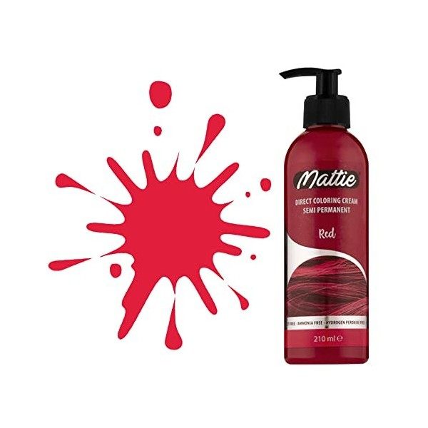 Mattie Pro – Red – 06 – Crème de couleur végétalienne directe – Vegan Semi-Permanent pour cheveux Dye 210 ml