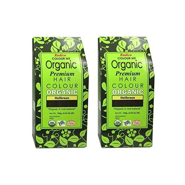 Radico Lots de 2 boîtes de coloration végétale Colour Me Organic, brun clair bio, végan, cosmétique naturel 