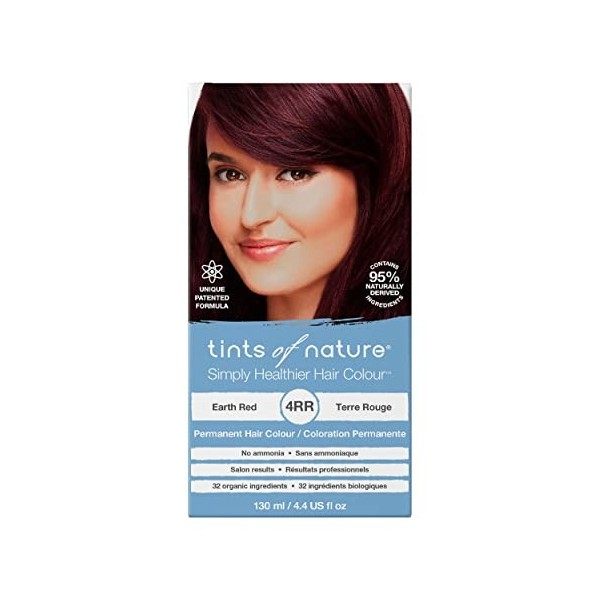 Tints of Nature Earth Red Permanent Hair Dye 4RR Nourishes Hair & Covers Greys - Single Pack