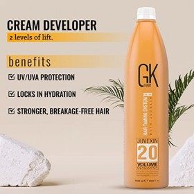 Global Keratin GK HAIR Professional Hair Creme 20 Volume Developer 1000ml for Hair Coloring Bleach - High-Performance Long La