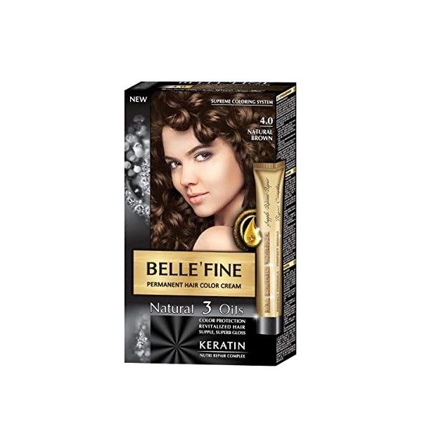 BELLEFINE® - Coloration crème pour cheveux Black Series - luxueux - coloration naturelle/permanente - 3 huiles/kératine - NO