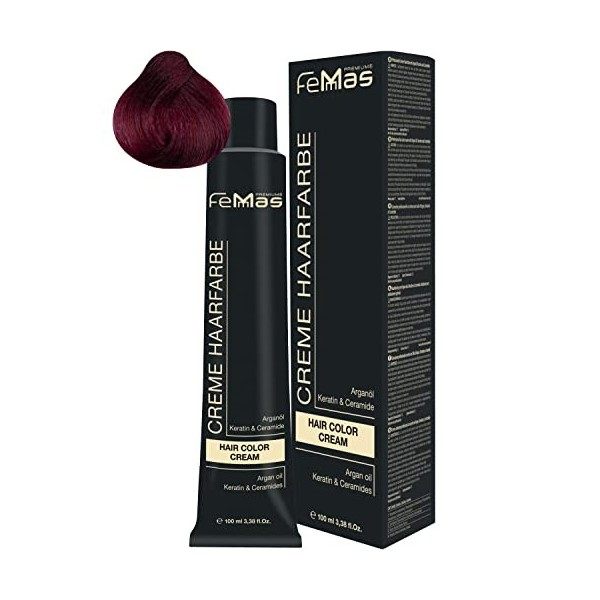 Femmas Hair Color Cream Coloration pour cheveux à lhuile dargan, kératine et céramide Blond moyen, violet, rouge 7.26 100 m