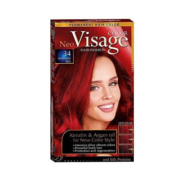 Visage Hair Fashion Permanent Couleur des cheveux 34 Rouge Intensif crème permanente de la couleur des cheveux avec Kératine 