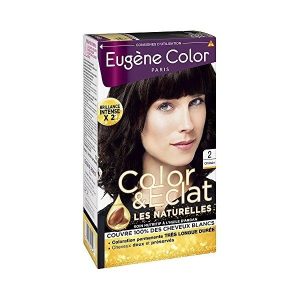 Eugène Color - Color & Eclat - Les Naturelles - N°2 Châtain - Coloration Permanente brillance Longue Durée à lHuile dArgan 