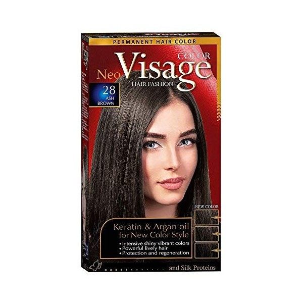 Visage Hair Fashion Permanent Couleur des cheveux 28 Brun Cendré crème permanente de la couleur des cheveux avec Kératine et 
