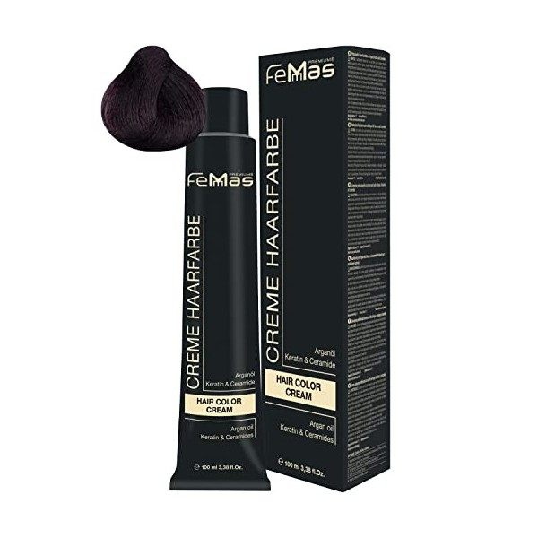 Femmas Hair Color Cream Coloration pour cheveux à lhuile dargan, kératine et céramide Marron moyen Acajou 4.5 100 ml