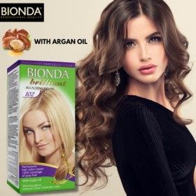 Bionda Brilliant coloration permanente à lhuile dargan 100ml,couleur intense,hair color 102 crème blanchissante 